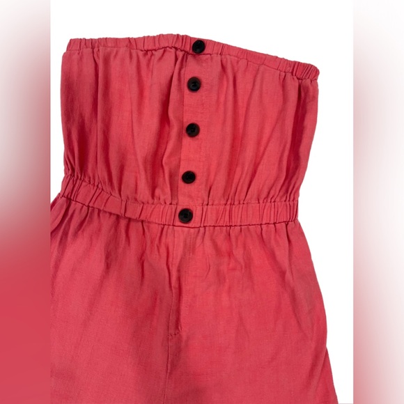 TOXIK | Women's Coral Pink Linen Strapless Romper NWOT MEDIUM - Picture 4 of 9